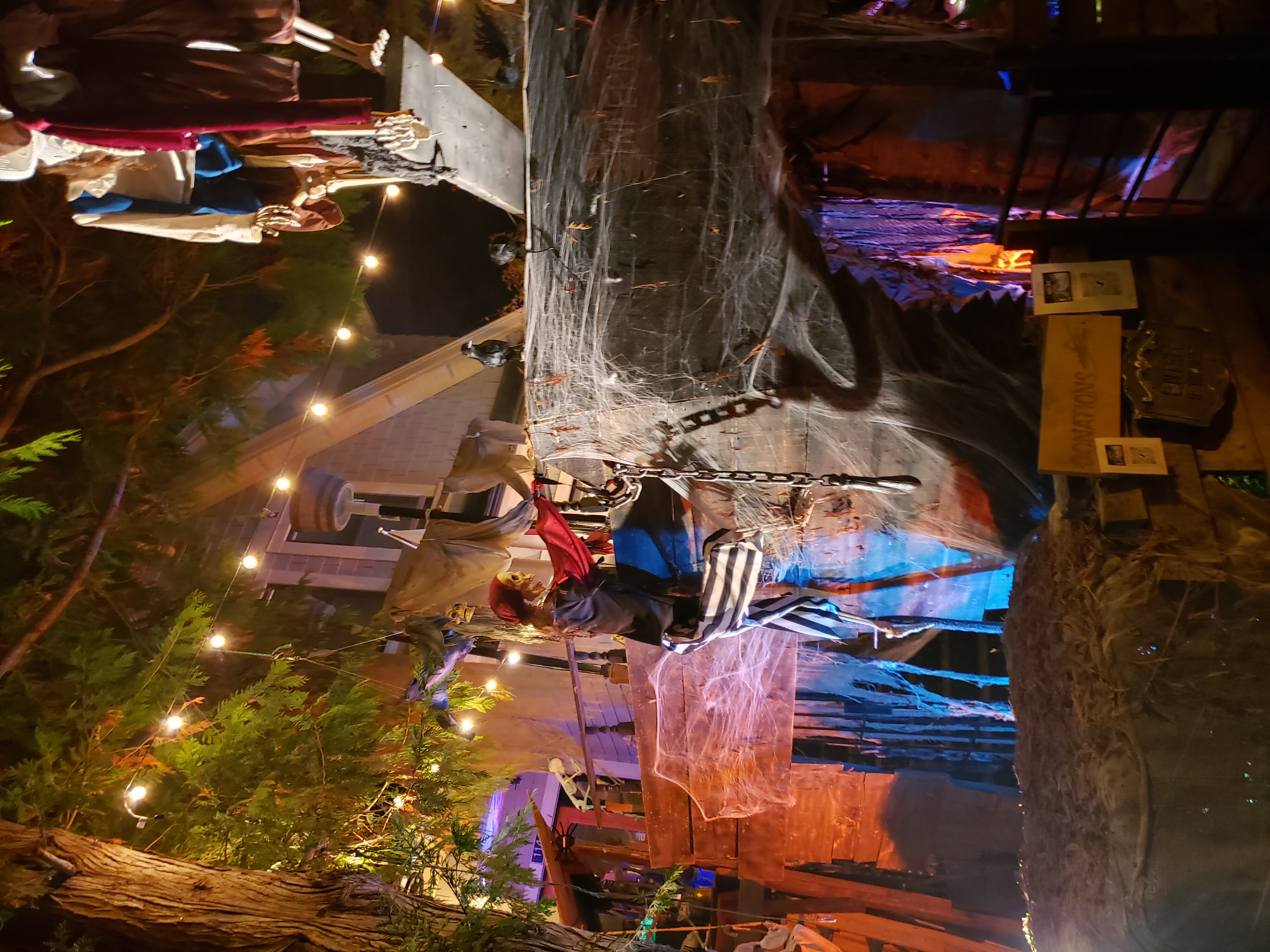 Massive Goonies inspired ghost pirate ship build spanning a private front lawn at 1142 Lily Street