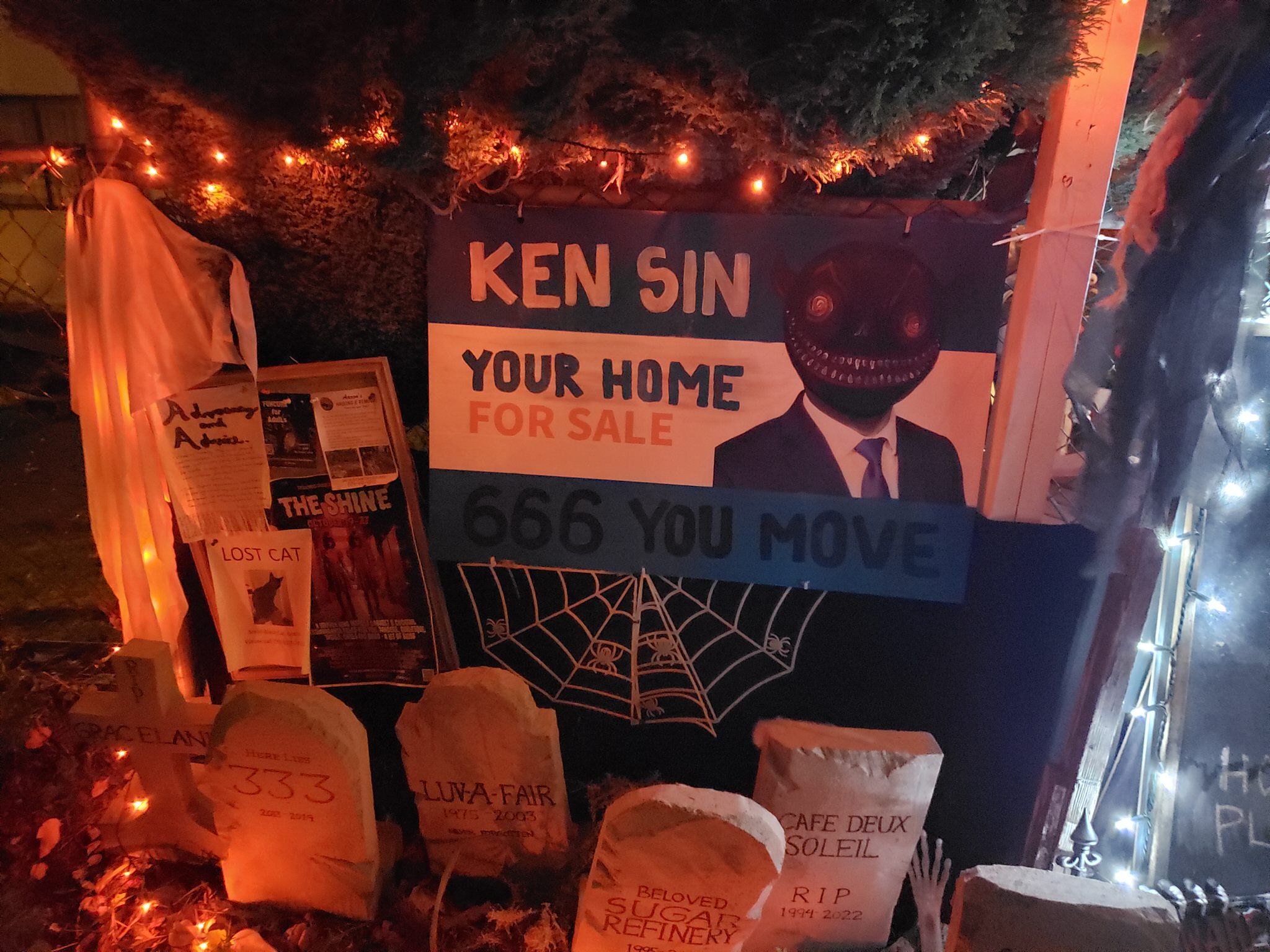 Satirical signs and custom props poking fun at local vancouver current events