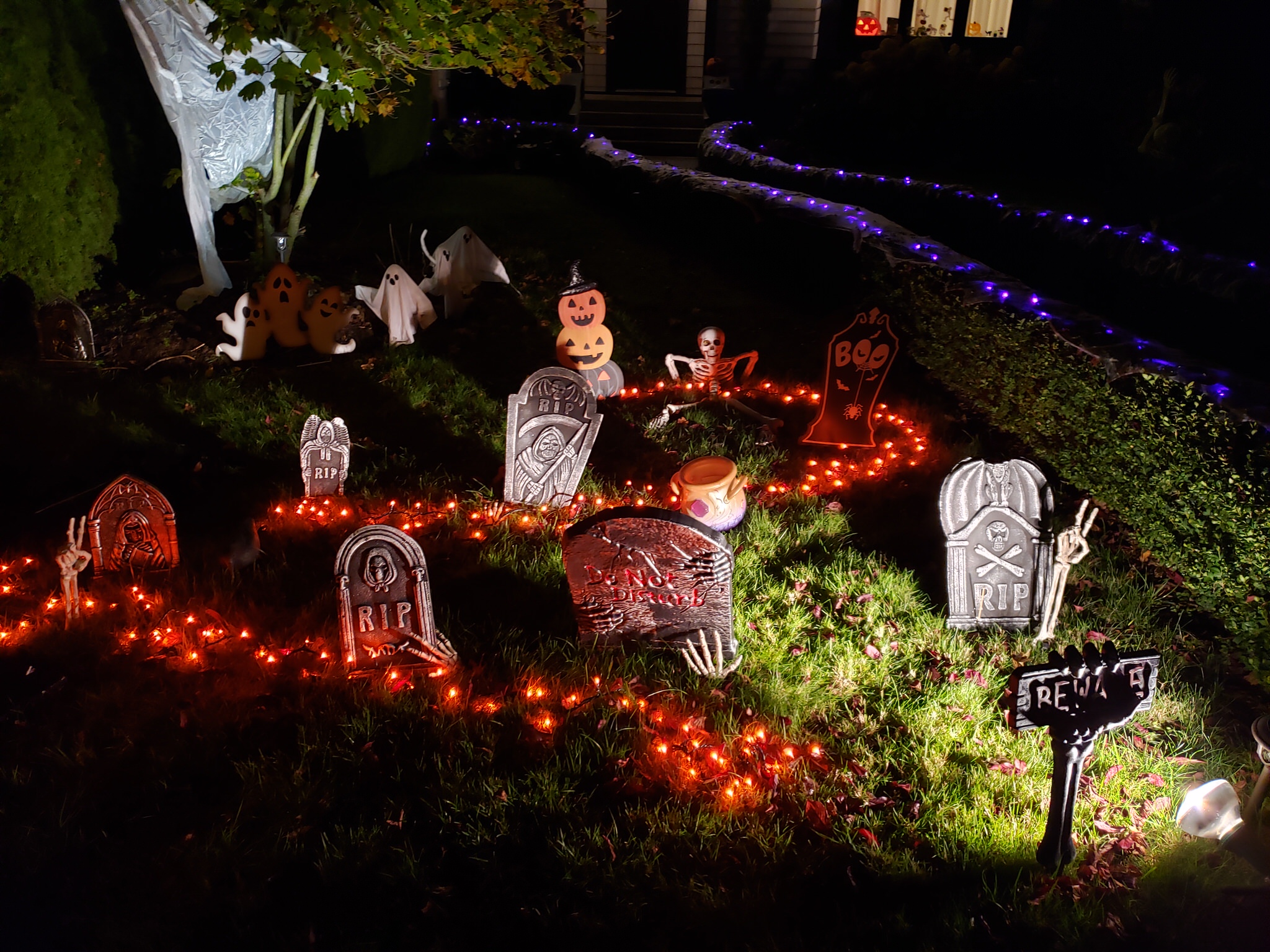 Creative spooky ornaments on Trinity Street yards