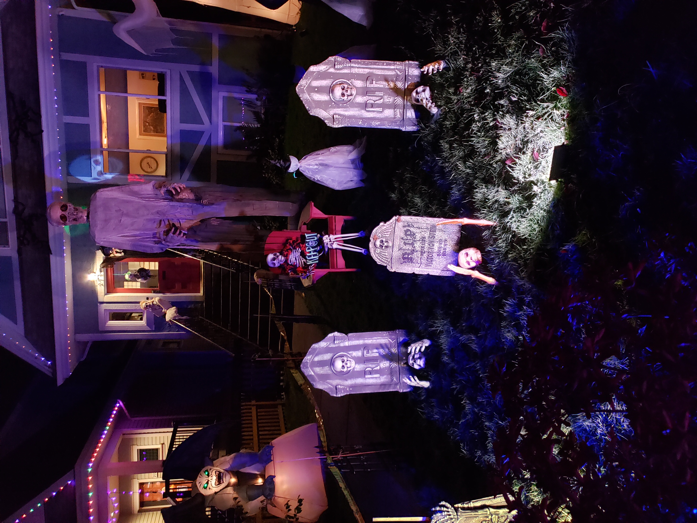Yard display setups along the East Vancouver community loops