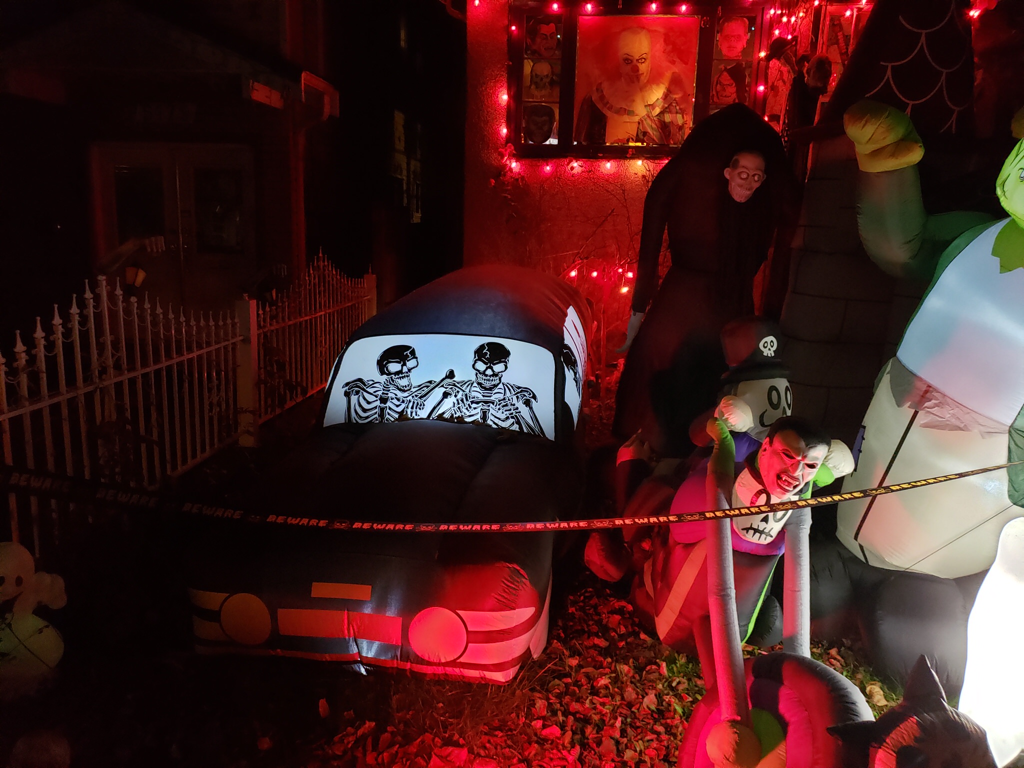 Extensive pumpkin and skeleton assortments at the South Vancouver yard property