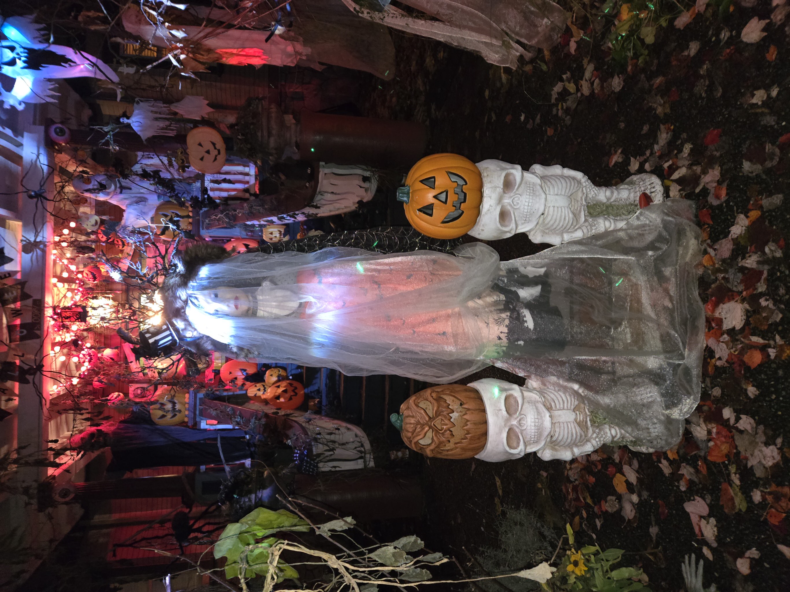 The front gates and imposing structure of Aberdeen Mansion decorated with custom holiday sets