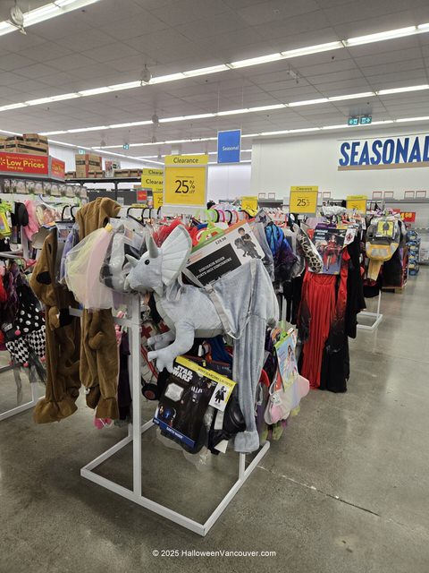 Spacious retail costume rows inside the Walmart Grandview Highway destination
